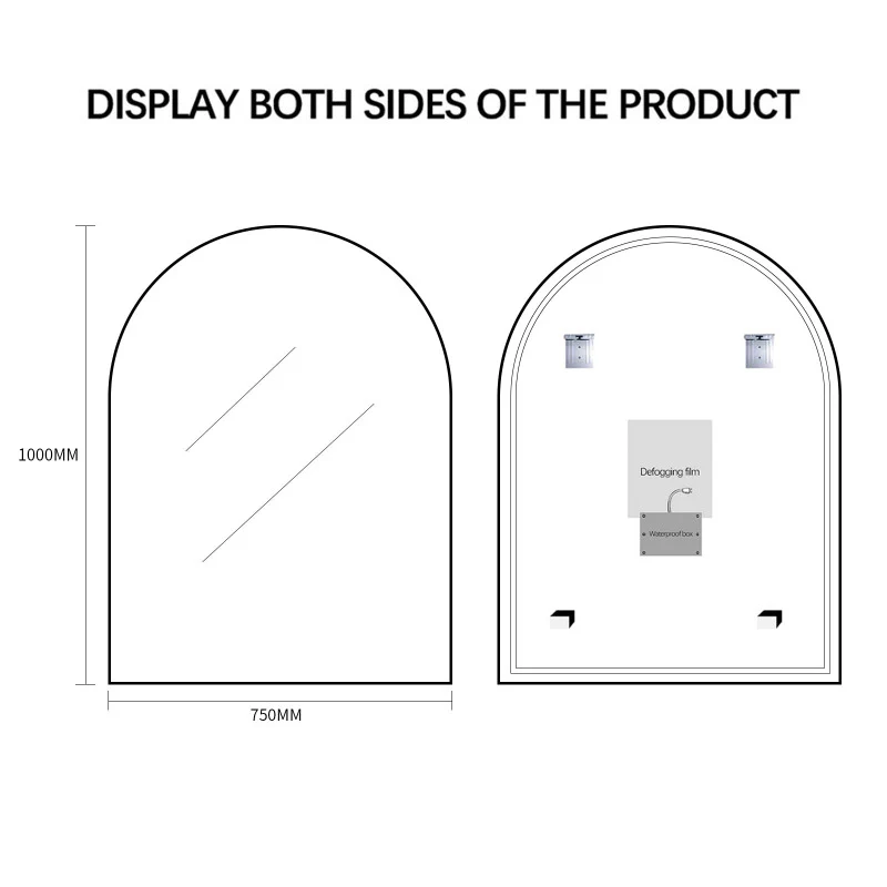 Arched Touchless 750 x 1000 LED Mirror - Three Light Temperatures - Image 9