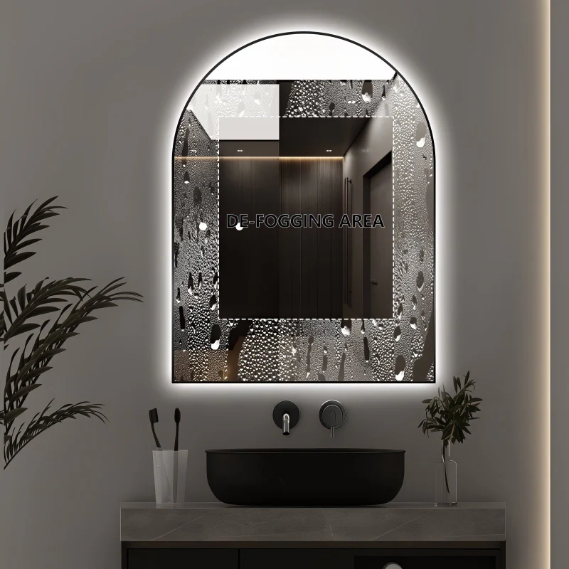 Arched Touchless 750 x 1000mm Back-Lit Matte Black LED Mirror - Three Light Temperatures - Image 7