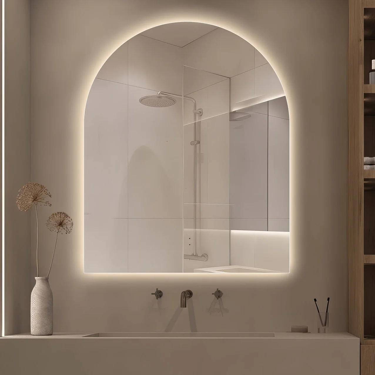 Arched Touchless 900 x 1100 LED Mirror - Three Light Temperatures