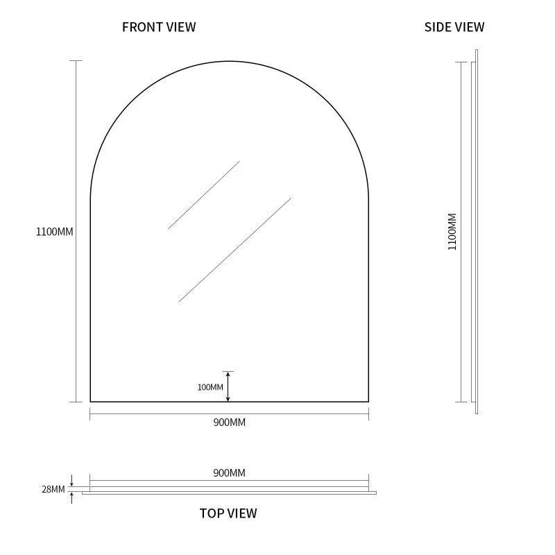 Arched Touchless 900 x 1100 LED Mirror - Three Light Temperatures - Image 7