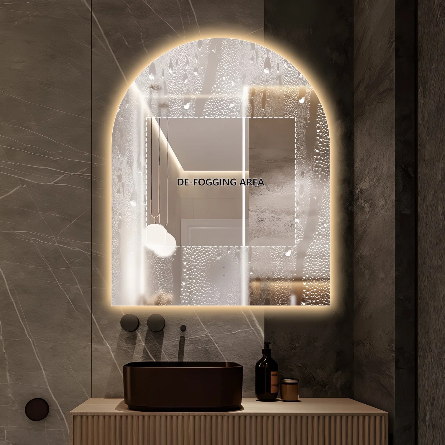 Arched Touchless 900 x 1100 LED Mirror - Three Light Temperatures - Image 8