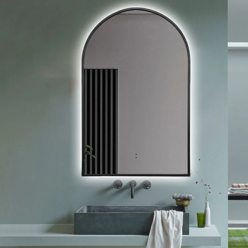 Arched Touchless 600 x 900 Back-Lit Matte Black LED Mirror - Three Light Temperatures - Image 2