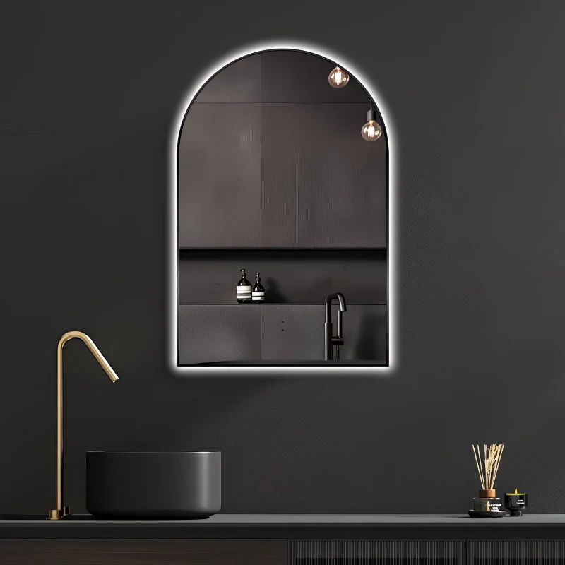 Arched Touchless 600 x 900 Back-Lit Matte Black LED Mirror - Three Light Temperatures - Image 4