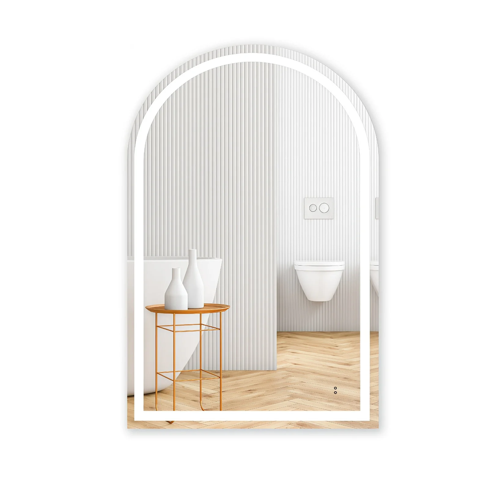 Arched Touchless LED 600 x 900 Matte White Shaving Cabinet - Image 6