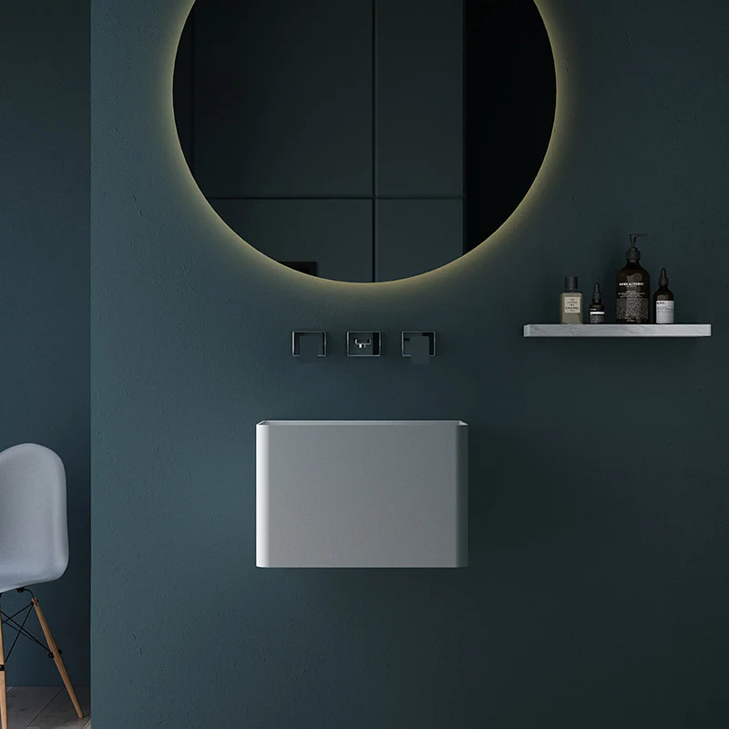 Arco 450mm Solid Surface Stone Wall Hung Basin - Image 2