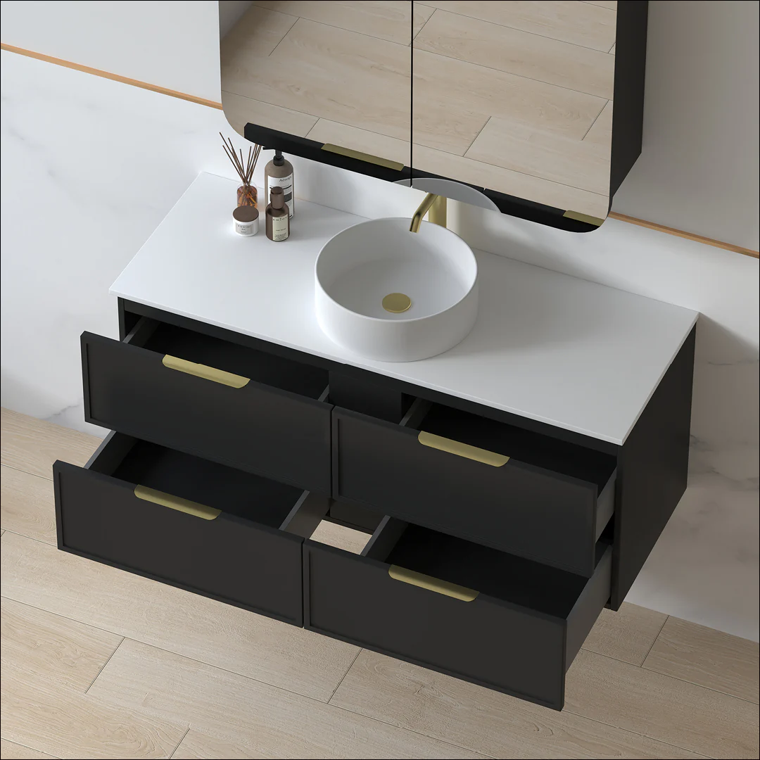 Ashford 1200mm Matte Black Shaker Wall Hung Vanity - Image 3