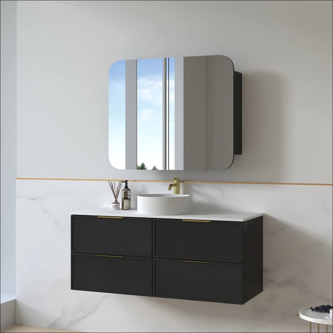 Ashford 1200mm Matte Black Shaker Wall Hung Vanity - Image 4