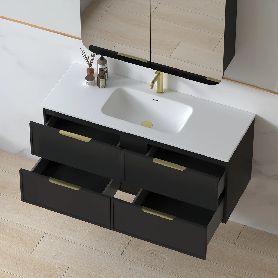 Ashford 1200mm Matte Black Shaker Wall Hung Vanity - Image 7