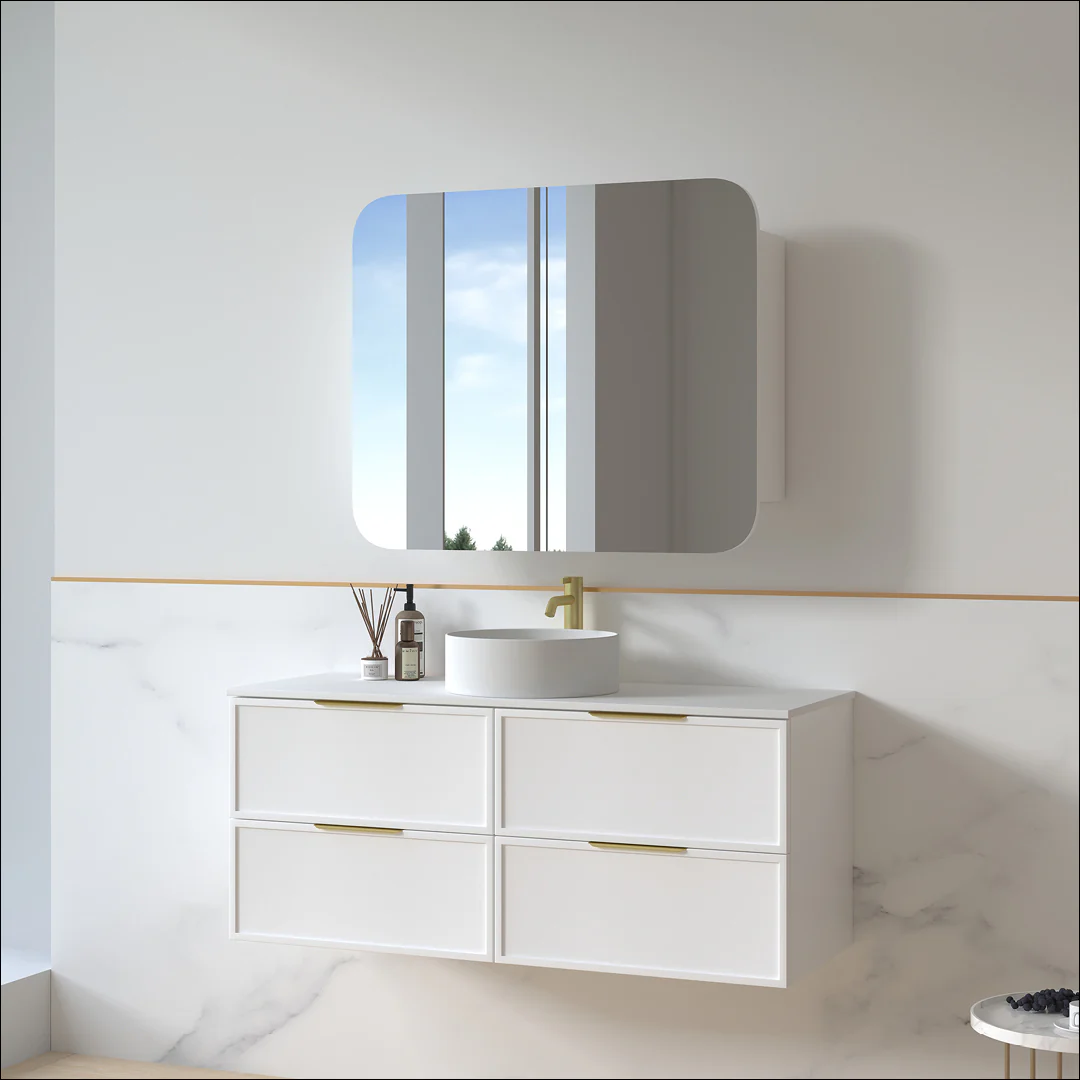 Ashford 1200mm Matte White Shaker Wall Hung Vanity - Image 4