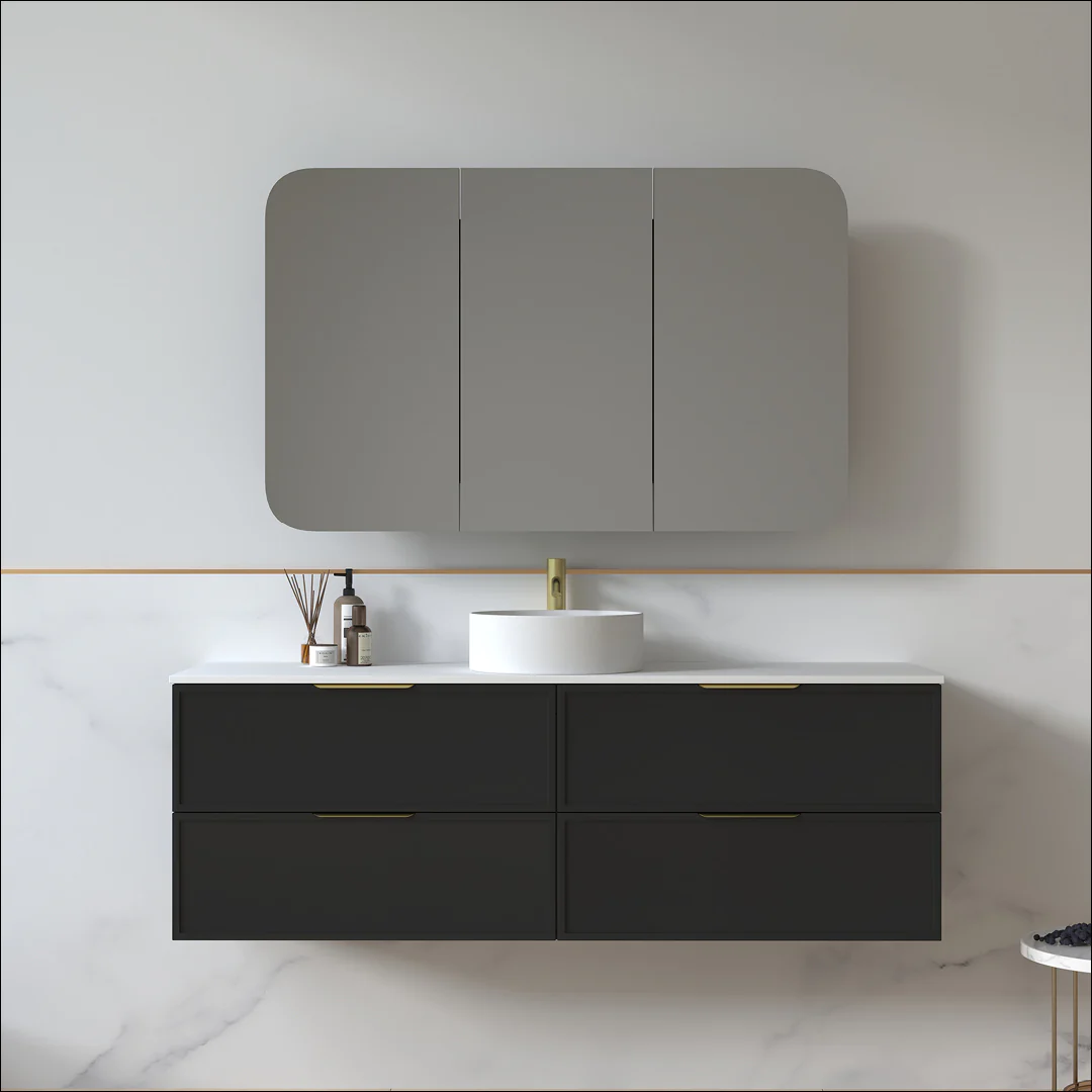 Ashford 1500mm Matte Black Shaker Wall Hung Vanity - Image 4