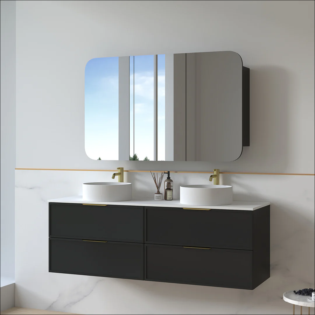 Ashford 1500mm Matte Black Shaker Wall Hung Vanity - Image 5