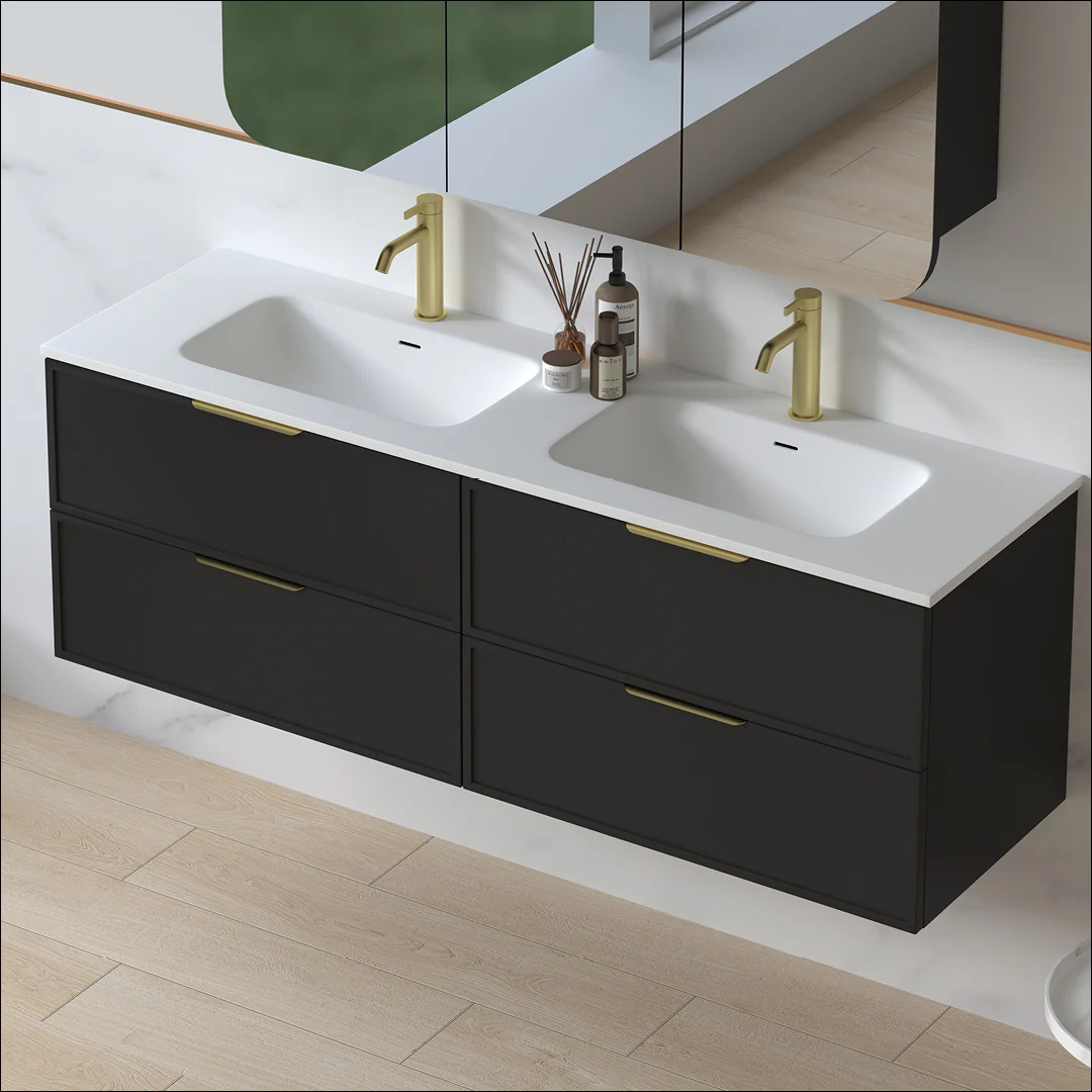 Ashford 1500mm Matte Black Shaker Wall Hung Vanity - Image 9