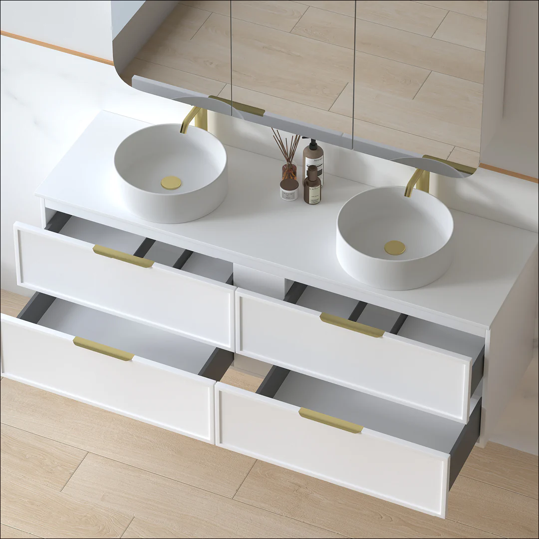 Ashford 1500mm Matte White Shaker Wall Hung Vanity - Image 3