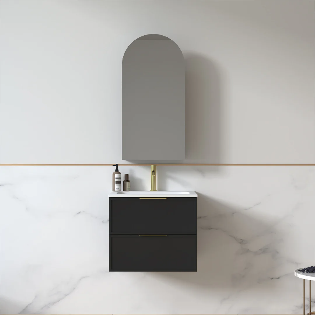 Ashford 600mm Matte Black Shaker Wall Hung Vanity - Image 5