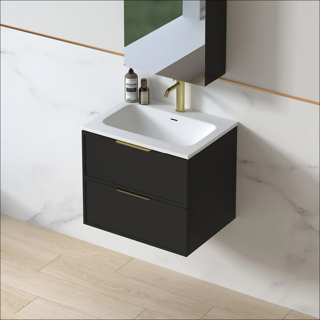Ashford 600mm Matte Black Shaker Wall Hung Vanity - Image 7