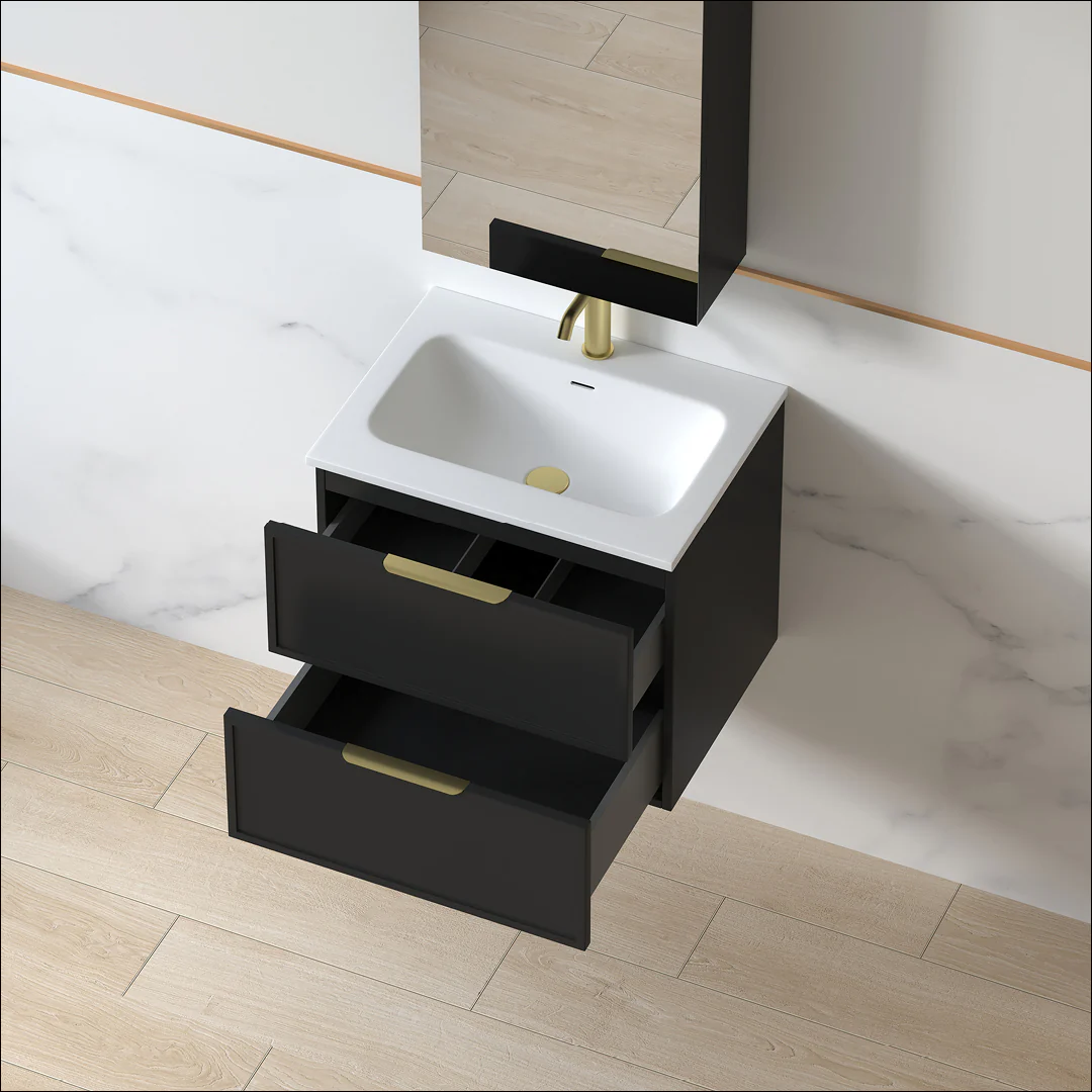 Ashford 600mm Matte Black Shaker Wall Hung Vanity - Image 8