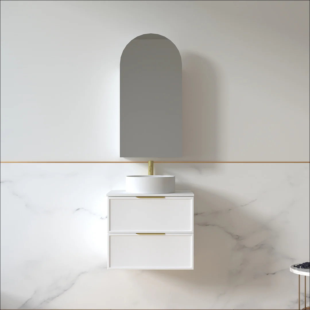 Ashford 600mm Matte White Shaker Wall Hung Vanity