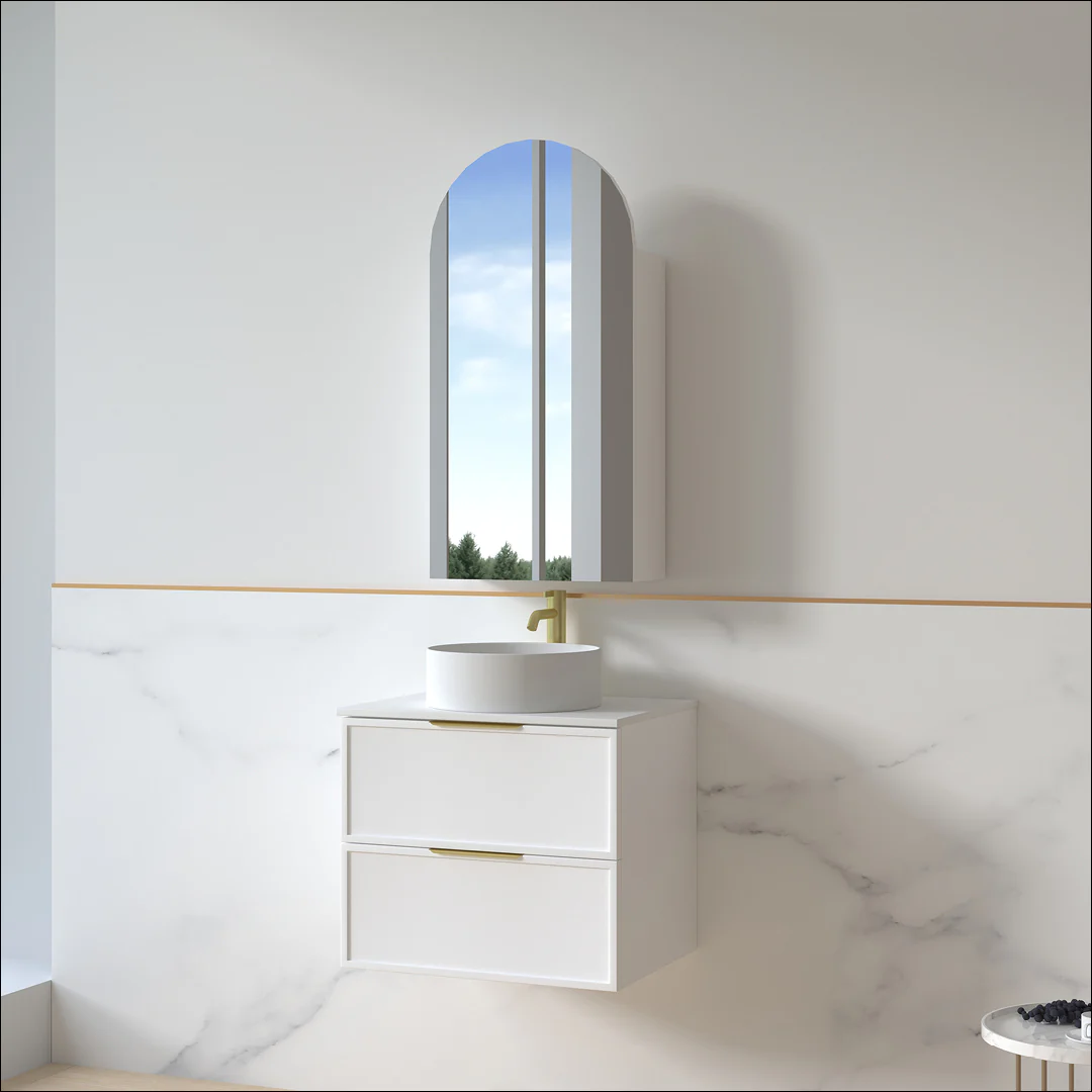 Ashford 600mm Matte White Shaker Wall Hung Vanity - Image 3