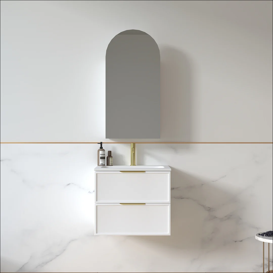 Ashford 600mm Matte White Shaker Wall Hung Vanity - Image 5