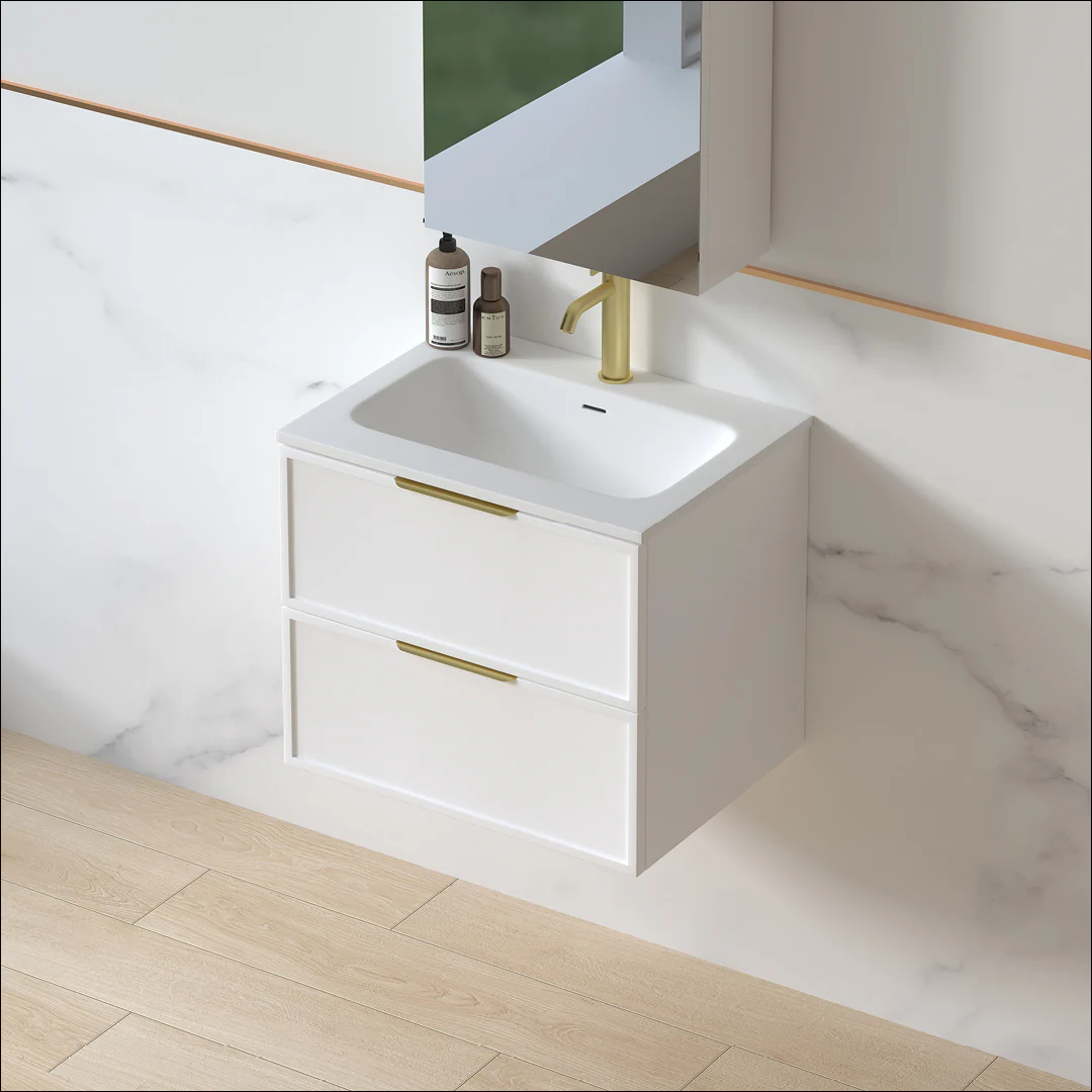 Ashford 600mm Matte White Shaker Wall Hung Vanity - Image 7
