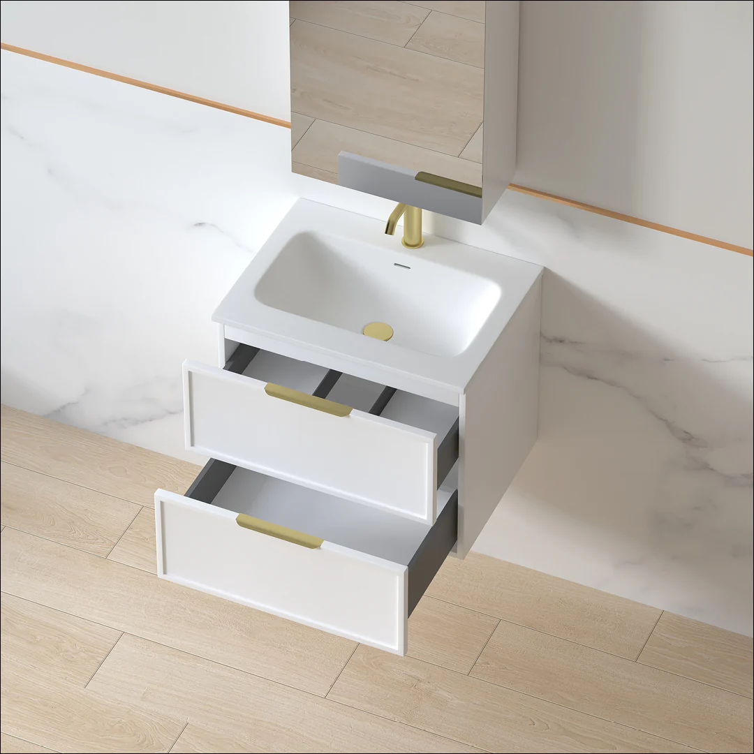 Ashford 600mm Matte White Shaker Wall Hung Vanity - Image 8