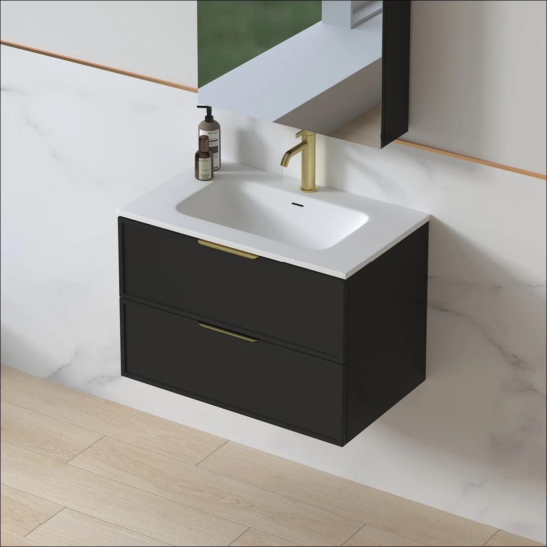 Ashford 750mm Matte Black Shaker Wall Hung Vanity - Image 6