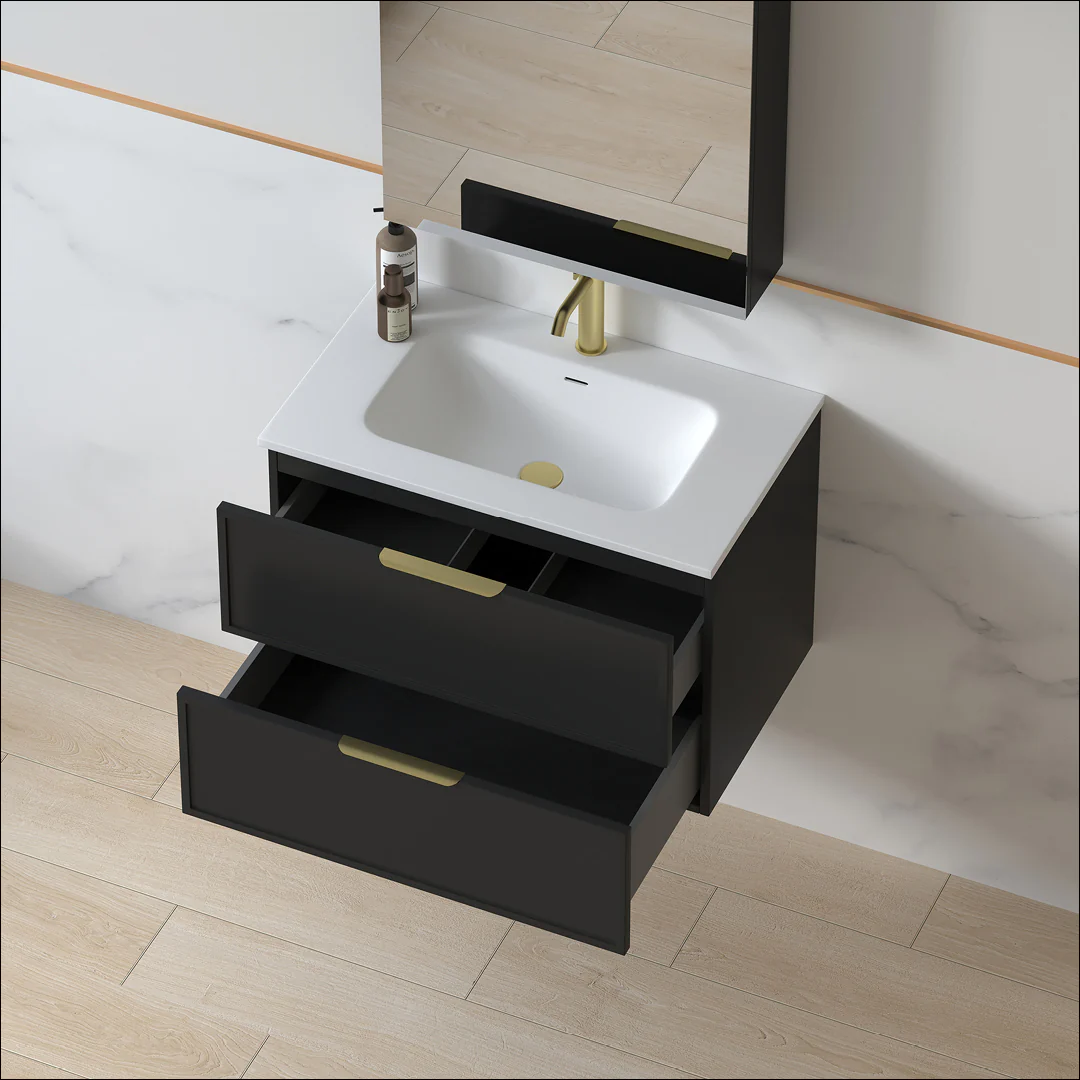 Ashford 750mm Matte Black Shaker Wall Hung Vanity - Image 7