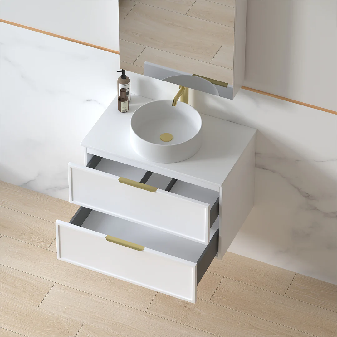 Ashford 750mm Matte White Shaker Wall Hung Vanity - Image 3