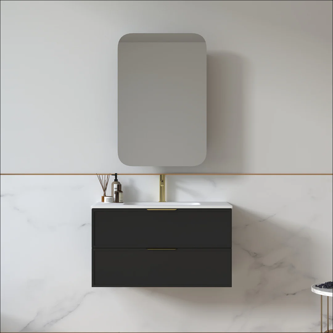 Ashford 900mm Matte Black Shaker Wall Hung Vanity - Image 5