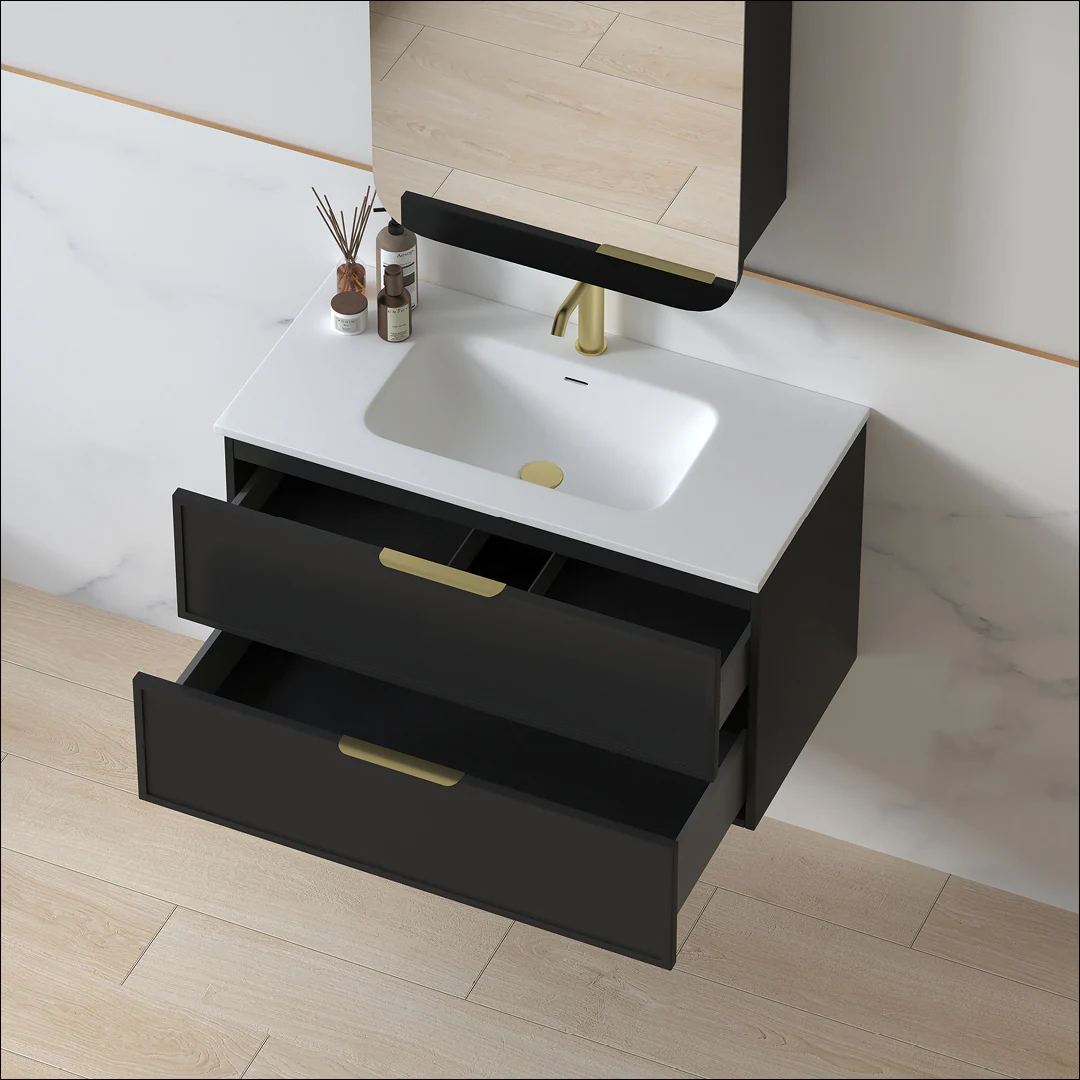 Ashford 900mm Matte Black Shaker Wall Hung Vanity - Image 6