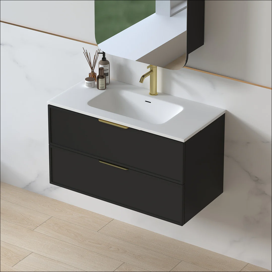 Ashford 900mm Matte Black Shaker Wall Hung Vanity - Image 7