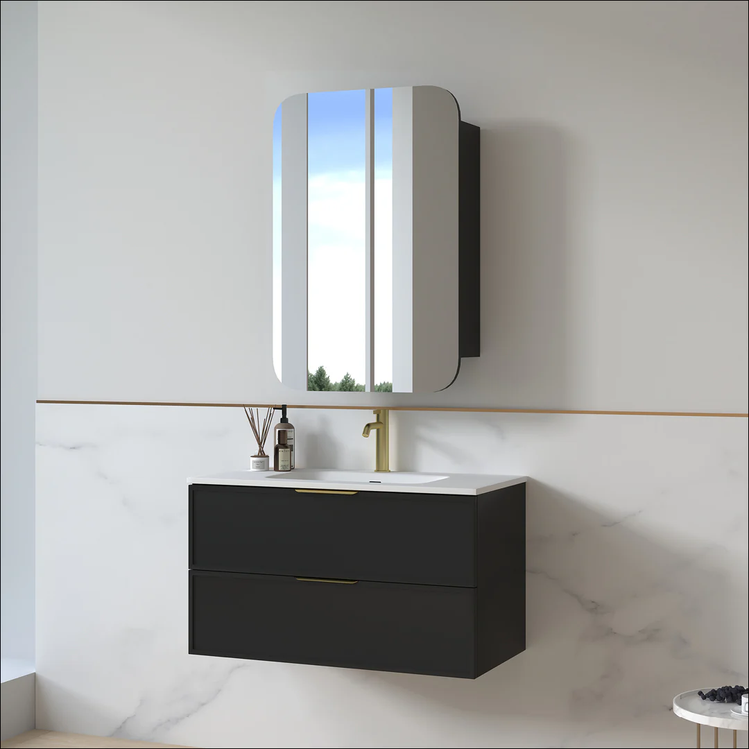 Ashford 900mm Matte Black Shaker Wall Hung Vanity - Image 8