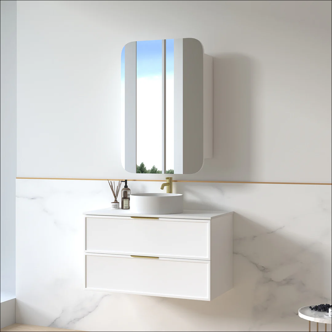 Ashford 900mm Matte White Shaker Wall Hung Vanity - Image 4