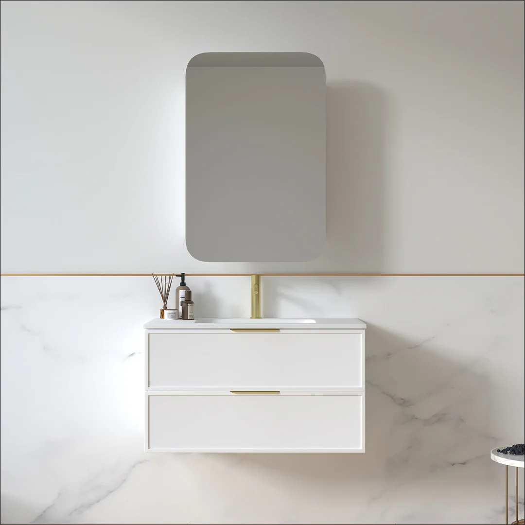 Ashford 900mm Matte White Shaker Wall Hung Vanity - Image 5