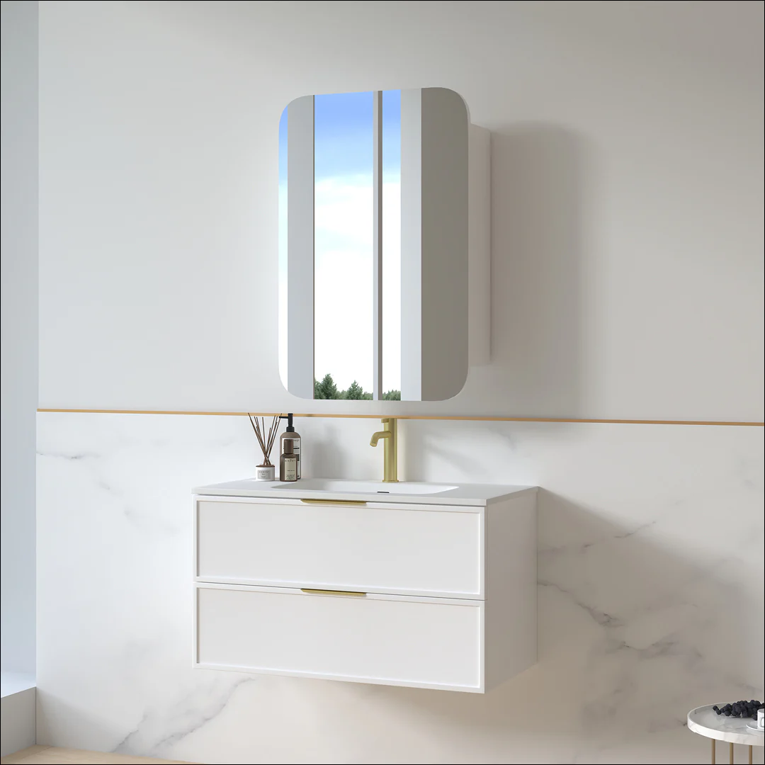 Ashford 900mm Matte White Shaker Wall Hung Vanity - Image 6