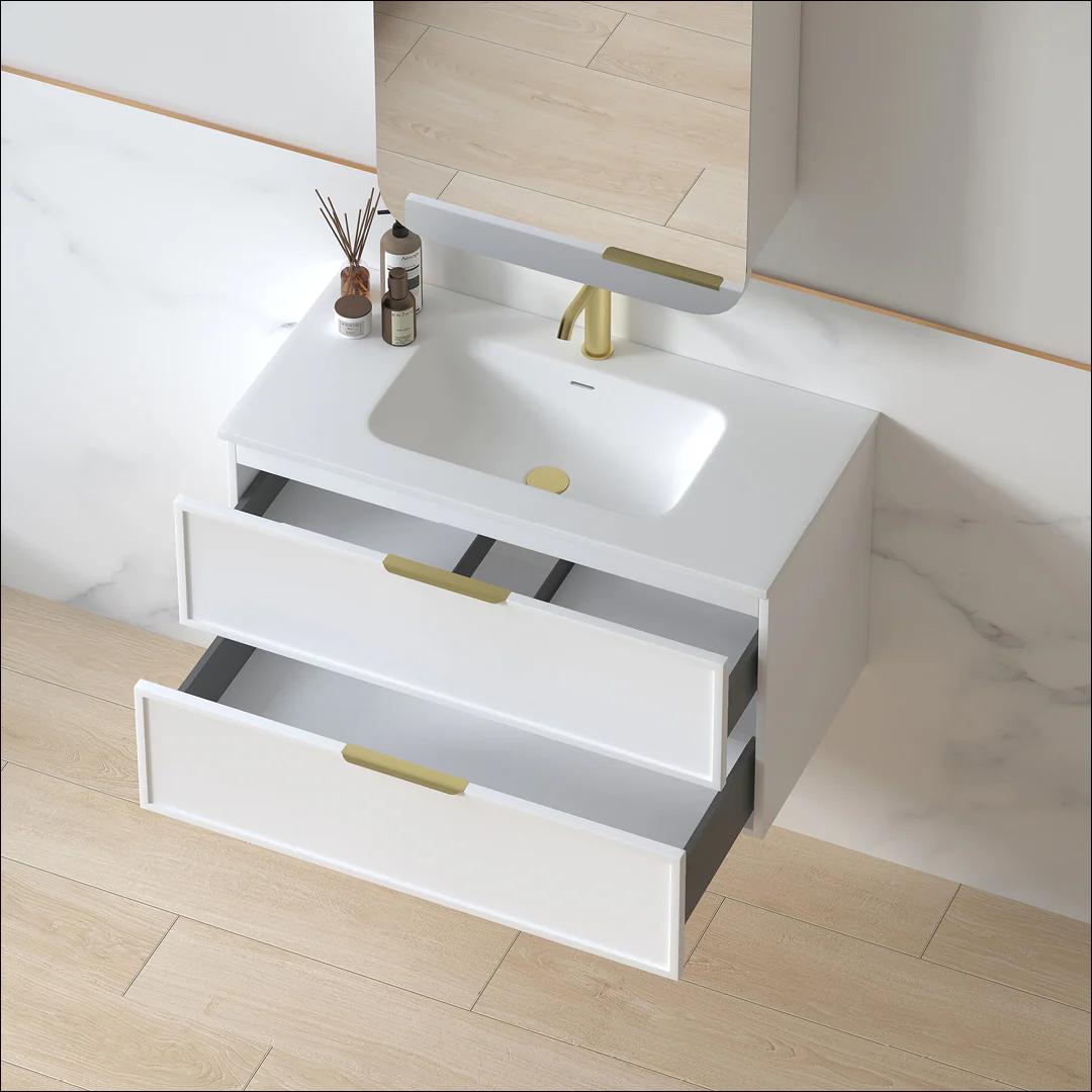 Ashford 900mm Matte White Shaker Wall Hung Vanity - Image 7