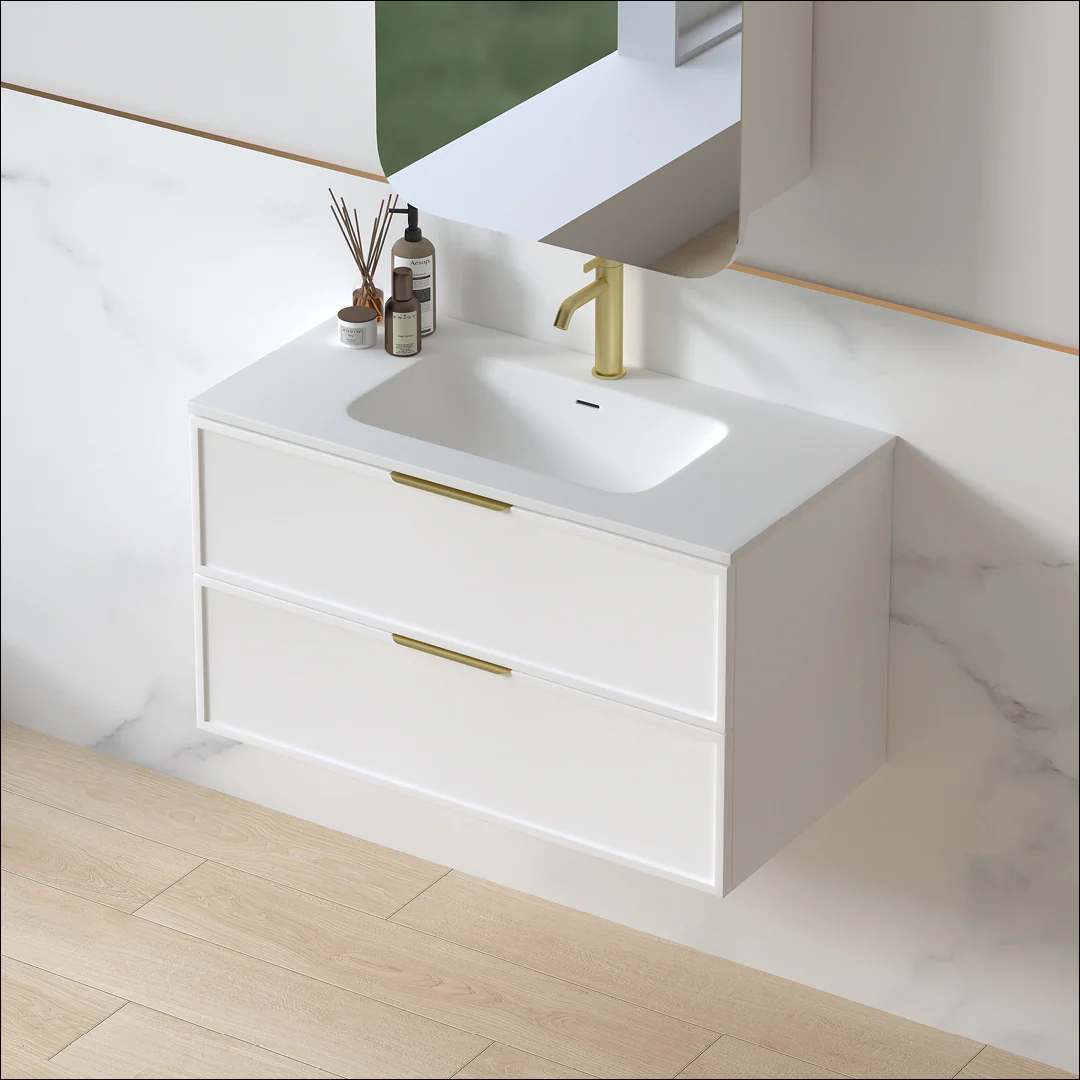 Ashford 900mm Matte White Shaker Wall Hung Vanity - Image 8