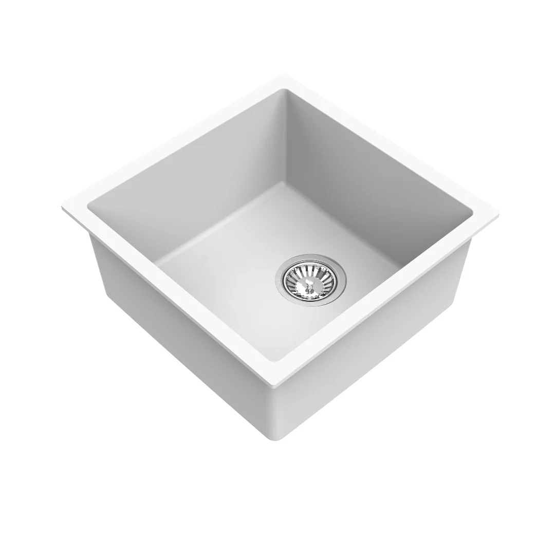 Avella 450mm Matte White Granite Kitchen & Laundry Sink - Image 2