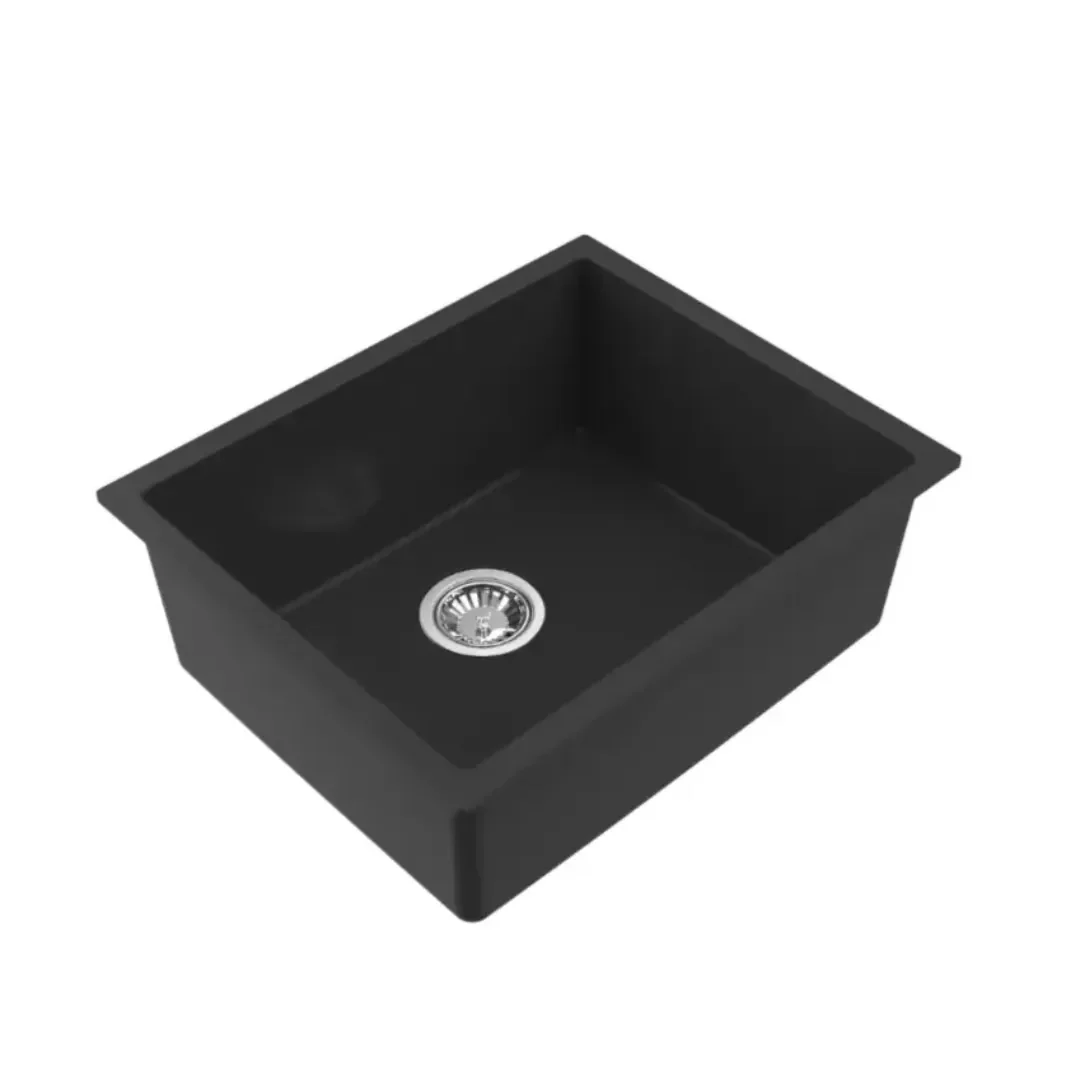 Avella 550mm Matte Black Granite Kitchen & Laundry Sink - Image 2