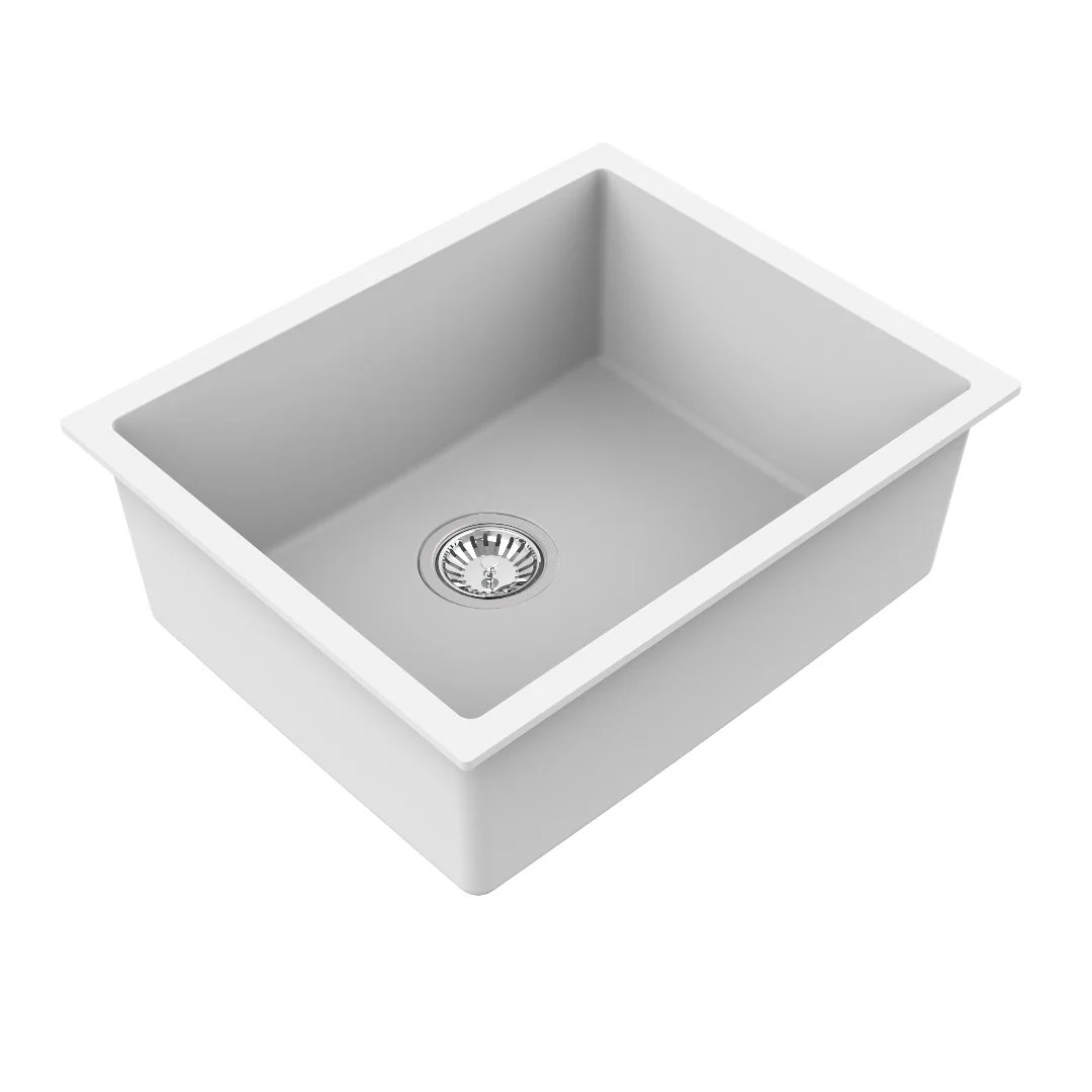 Avella 550mm Matte White Granite Kitchen & Laundry Sink - Image 2