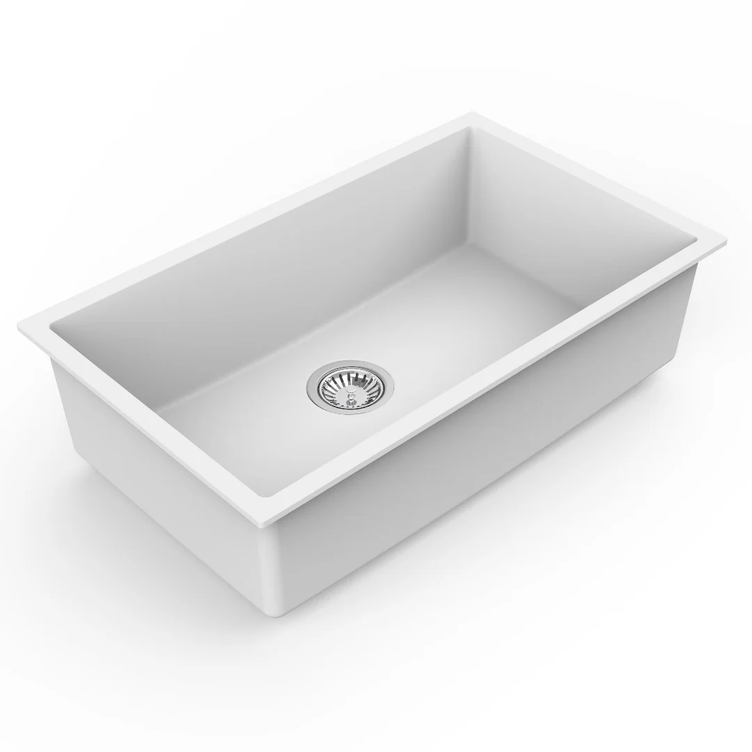 Avella 750mm Matte White Granite Kitchen & Laundry Sink - Image 2