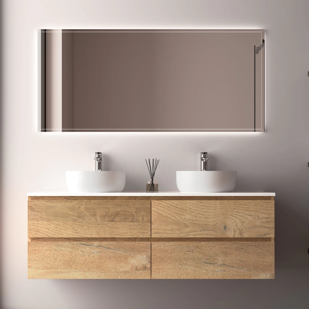 Avia 1500mm Double Natural Oak Wall Hung Vanity