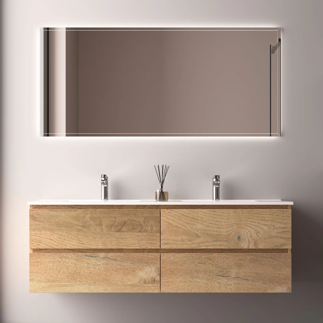 Avia 1500mm Double Natural Oak Wall Hung Vanity - Image 2
