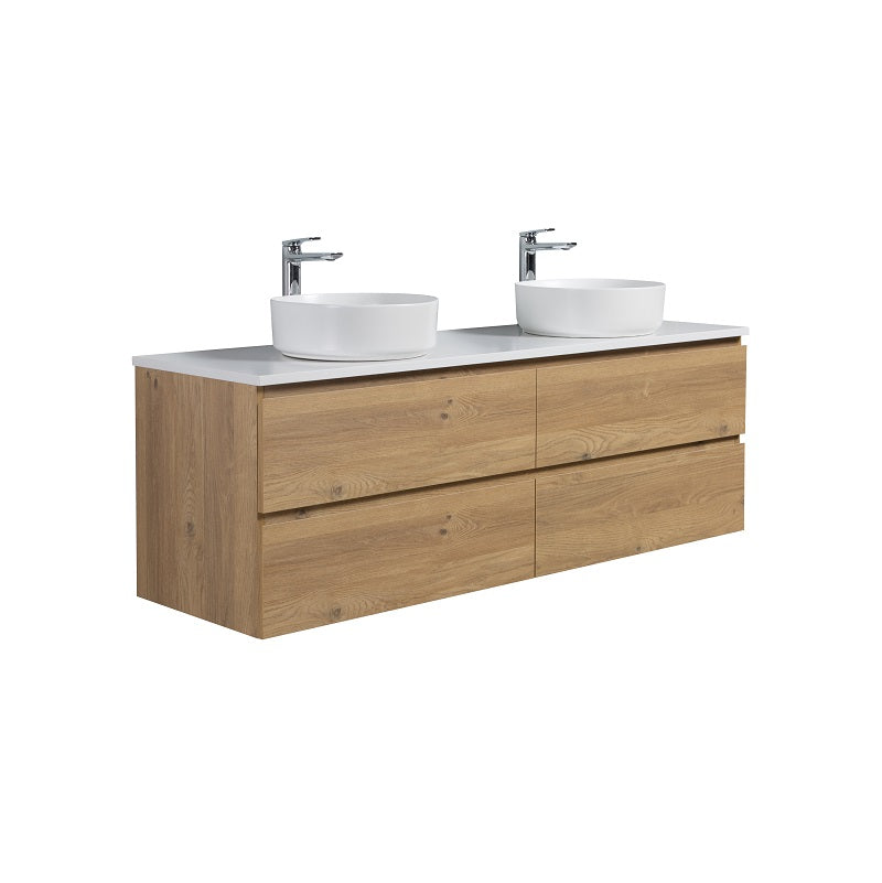 Avia 1500mm Double Natural Oak Wall Hung Vanity - Image 3
