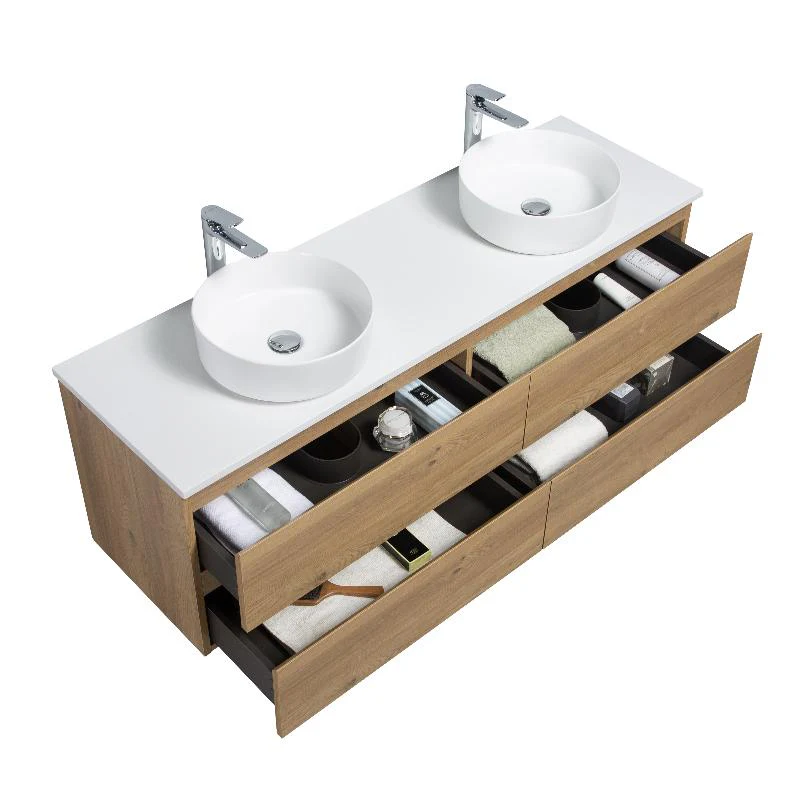 Avia 1500mm Double Natural Oak Wall Hung Vanity - Image 5