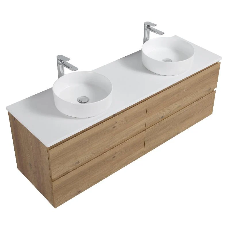 Avia 1500mm Double Natural Oak Wall Hung Vanity - Image 6