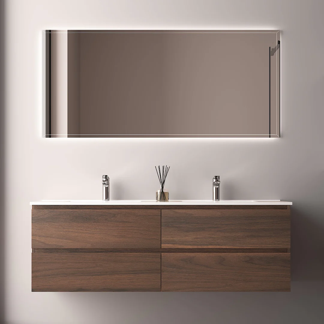 Avia 1500mm Double Walnut Wall Hung Vanity - Image 2