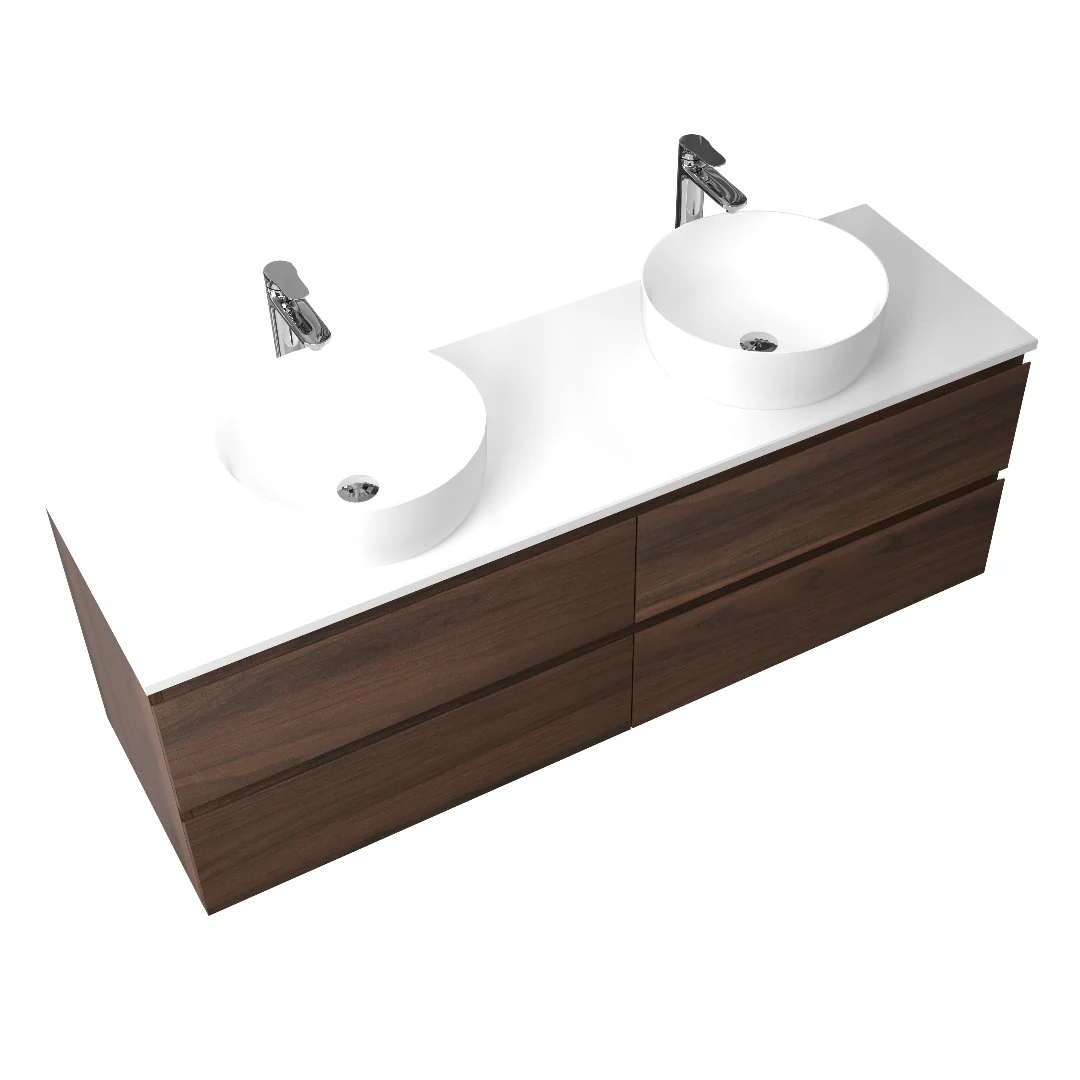 Avia 1500mm Double Walnut Wall Hung Vanity - Image 4