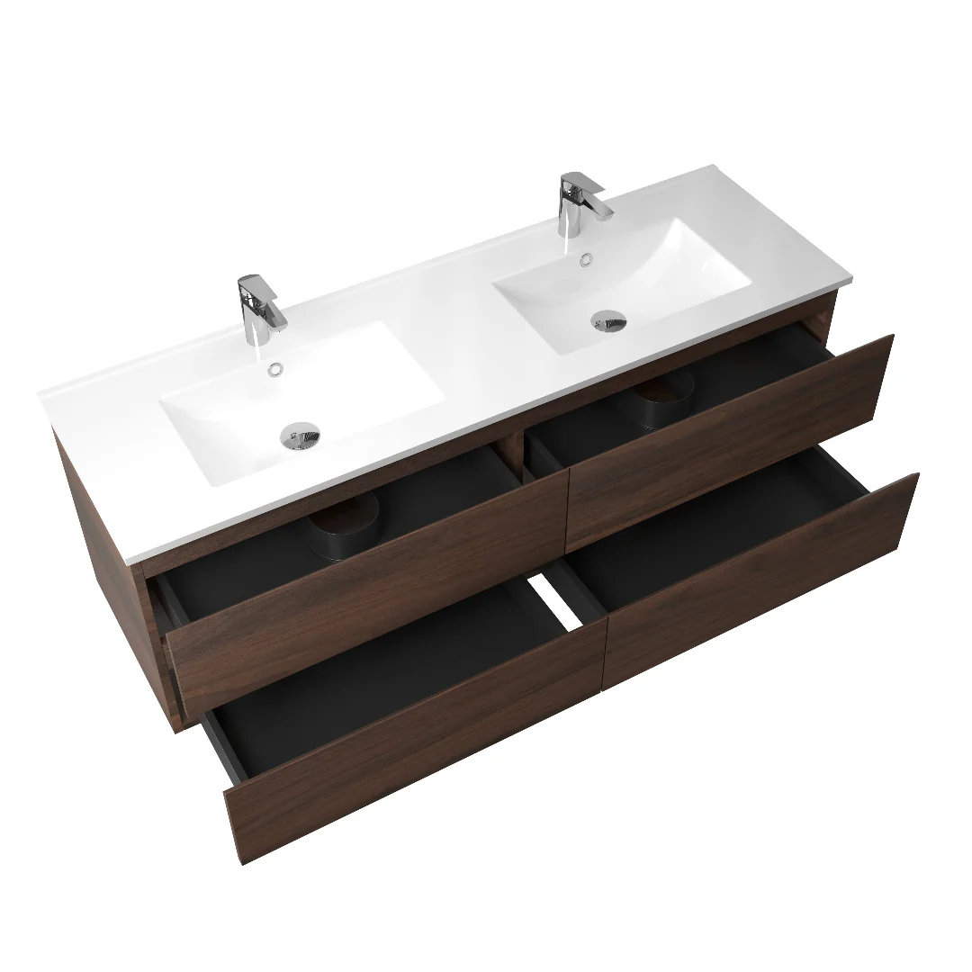 Avia 1500mm Double Walnut Wall Hung Vanity - Image 5