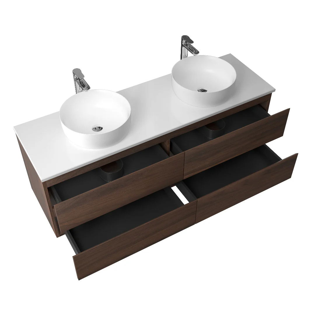 Avia 1500mm Double Walnut Wall Hung Vanity - Image 6